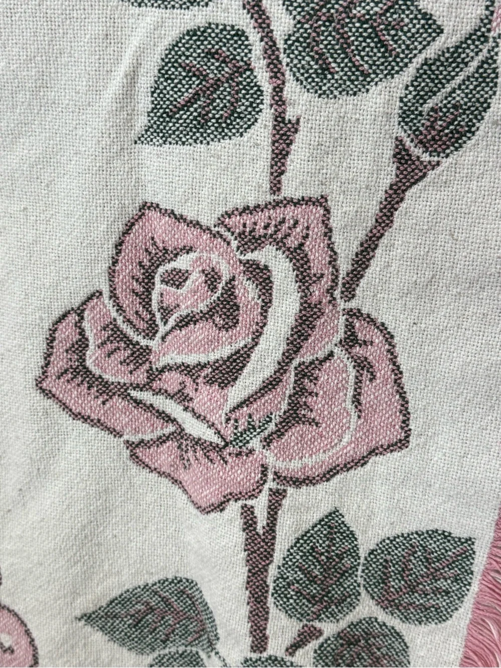 Vintage grandmacore tapestry blanket- Pink & Gray Floral